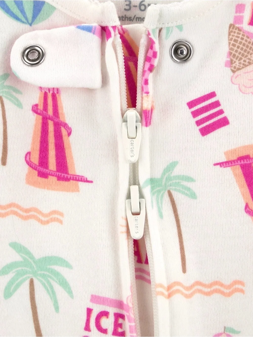 Carter's White Footed One-Piece with Pink and Mint Ice Cream Print